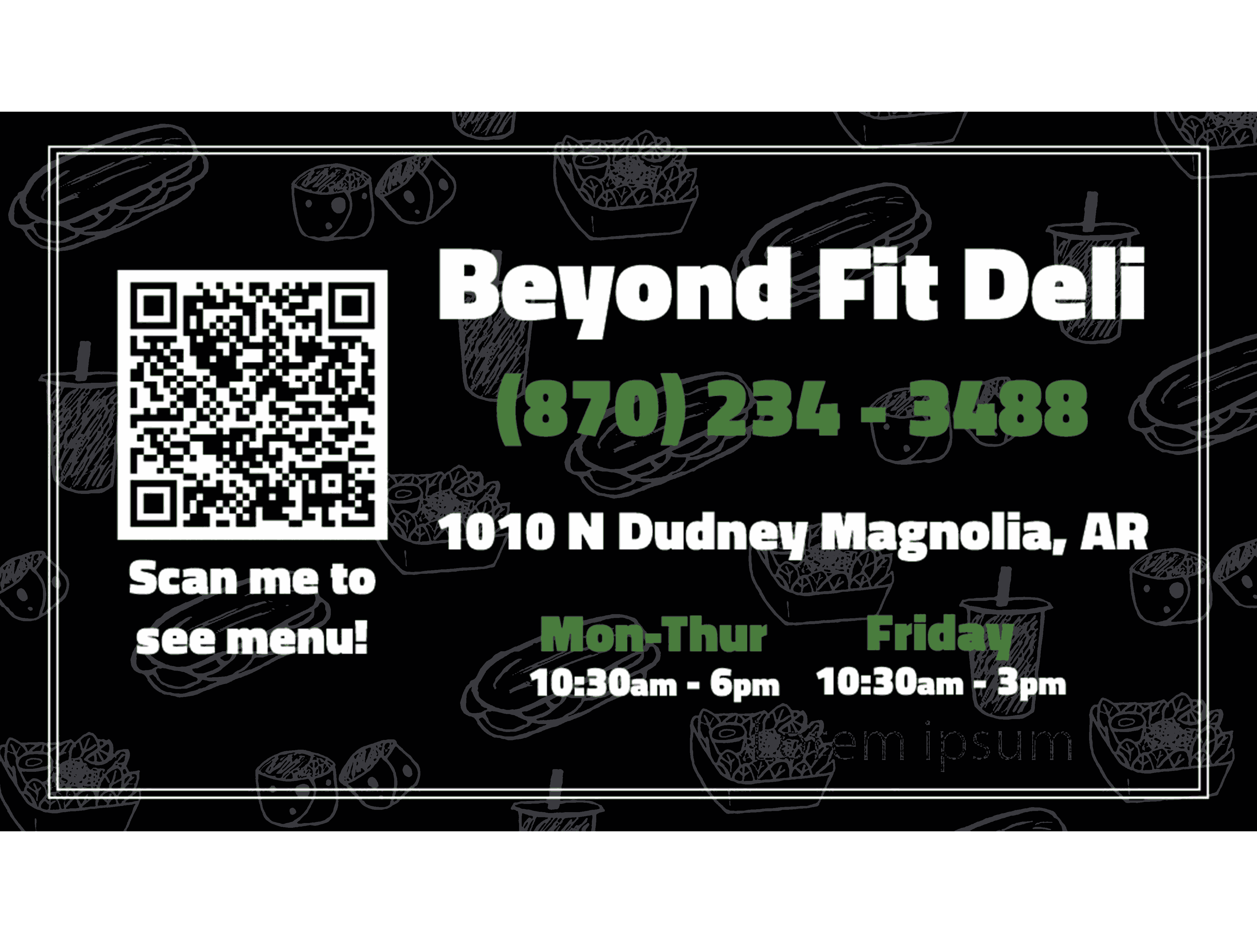 business cards for beyond fit deli