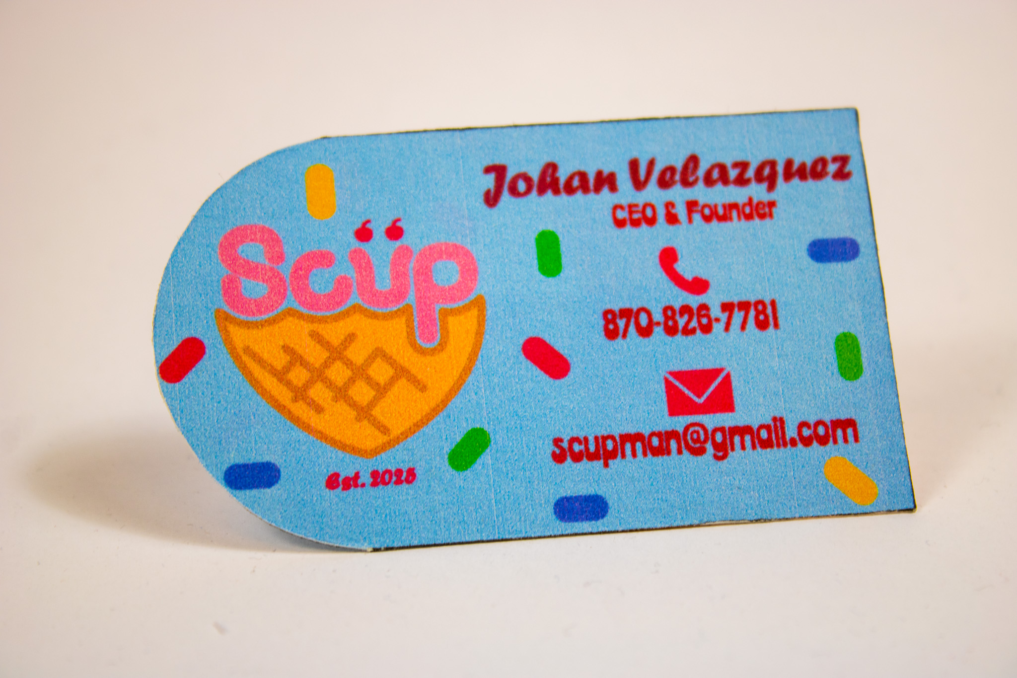 front of scup business card